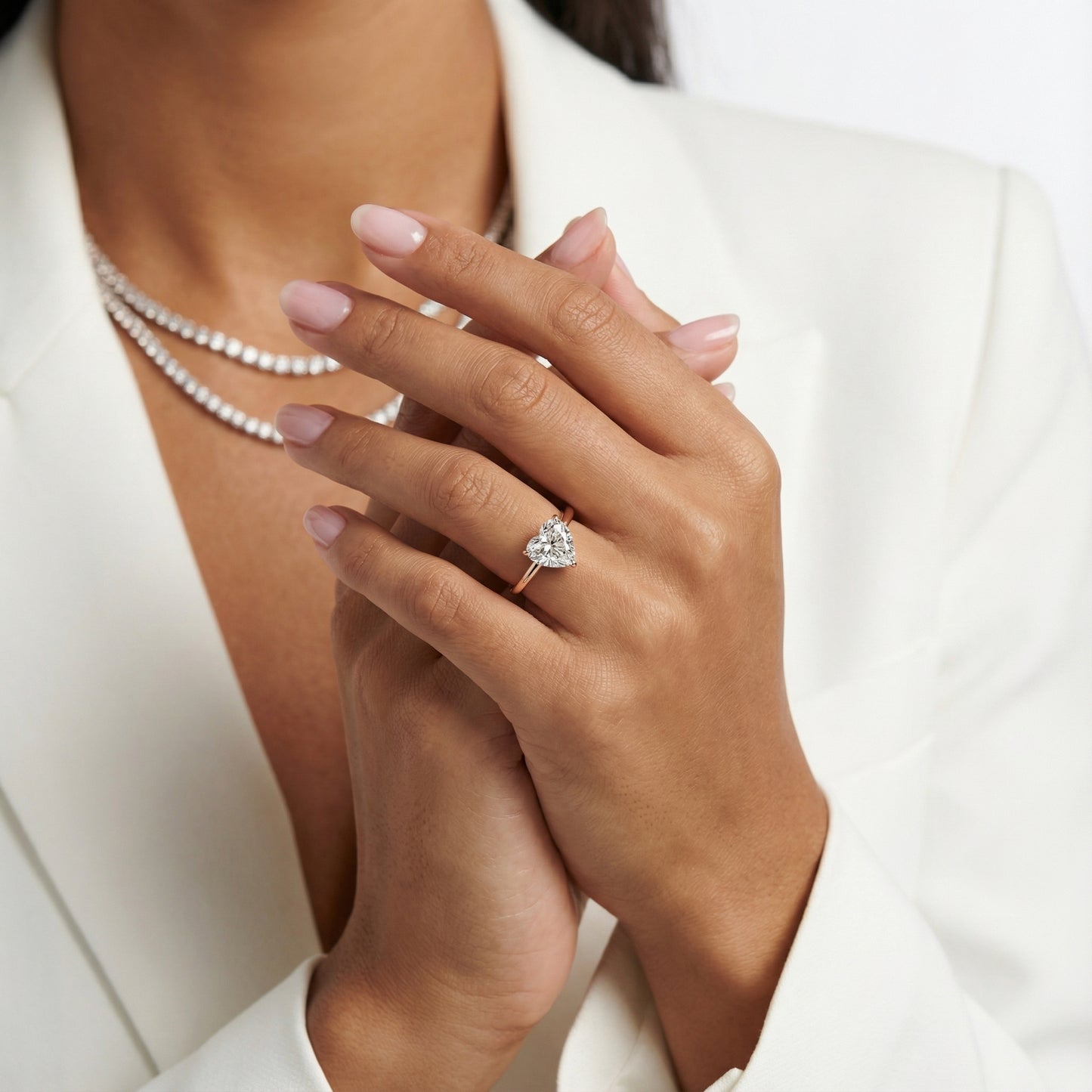 Heart Cut Lab Grown Diamond Engagement Ring in Rose Gold Solitaire Setting