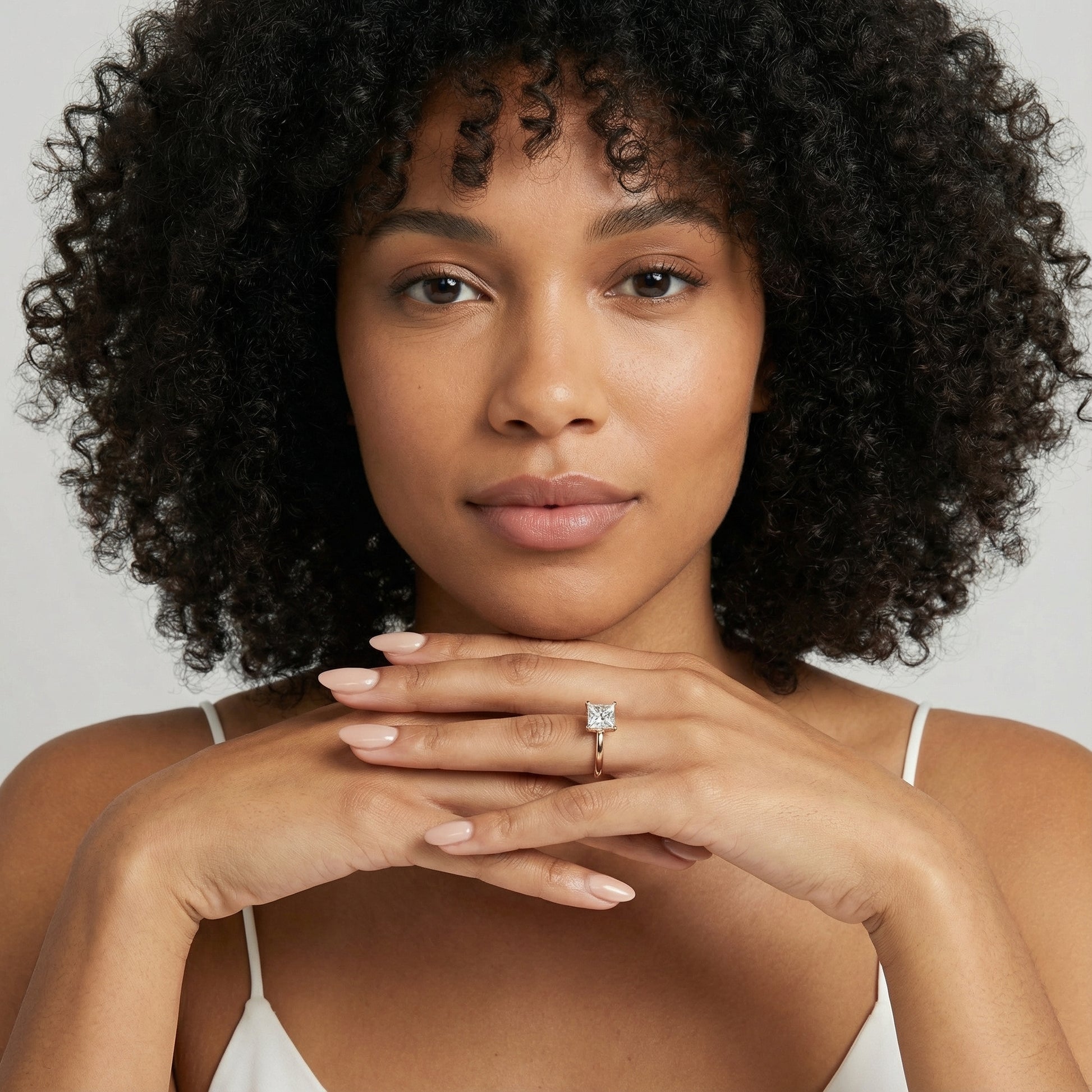 Princess Cut Lab Grown Diamond Solitaire Engagement Ring in Warm Rose Gold