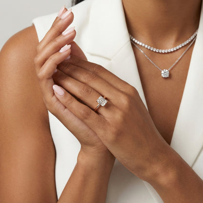 Asscher Cut Lab Grown Diamond Solitaire Engagement Ring in Rose Gold