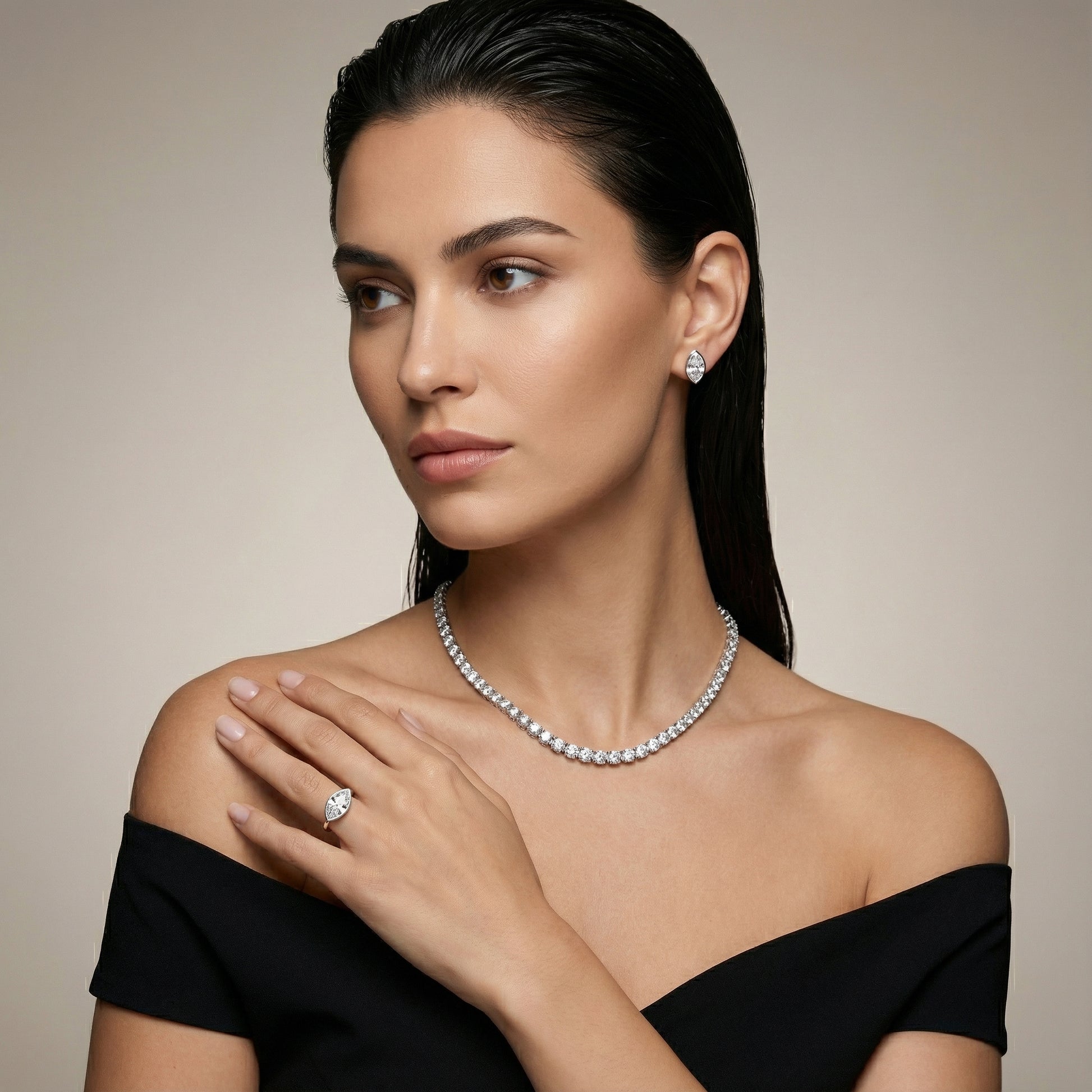 Platinum Marquise Cut Lab Grown Diamond Solitaire Engagement Ring side view