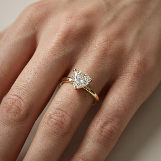 Heart Cut Lab Grown Diamond Engagement Ring in Yellow Gold Solitaire Setting