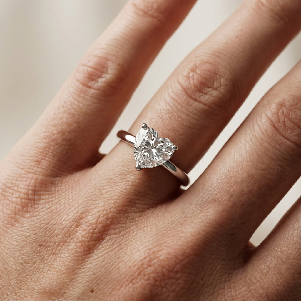 Heart Cut Lab Grown Diamond Engagement Ring in White Gold Solitaire Setting