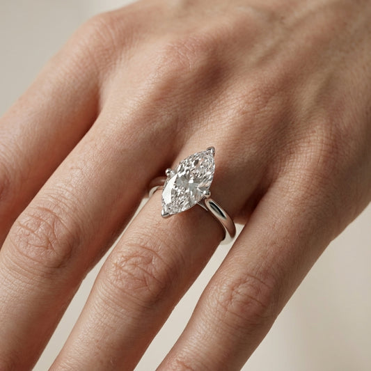 Platinum Marquise Cut Lab Grown Diamond Solitaire Engagement Ring side view