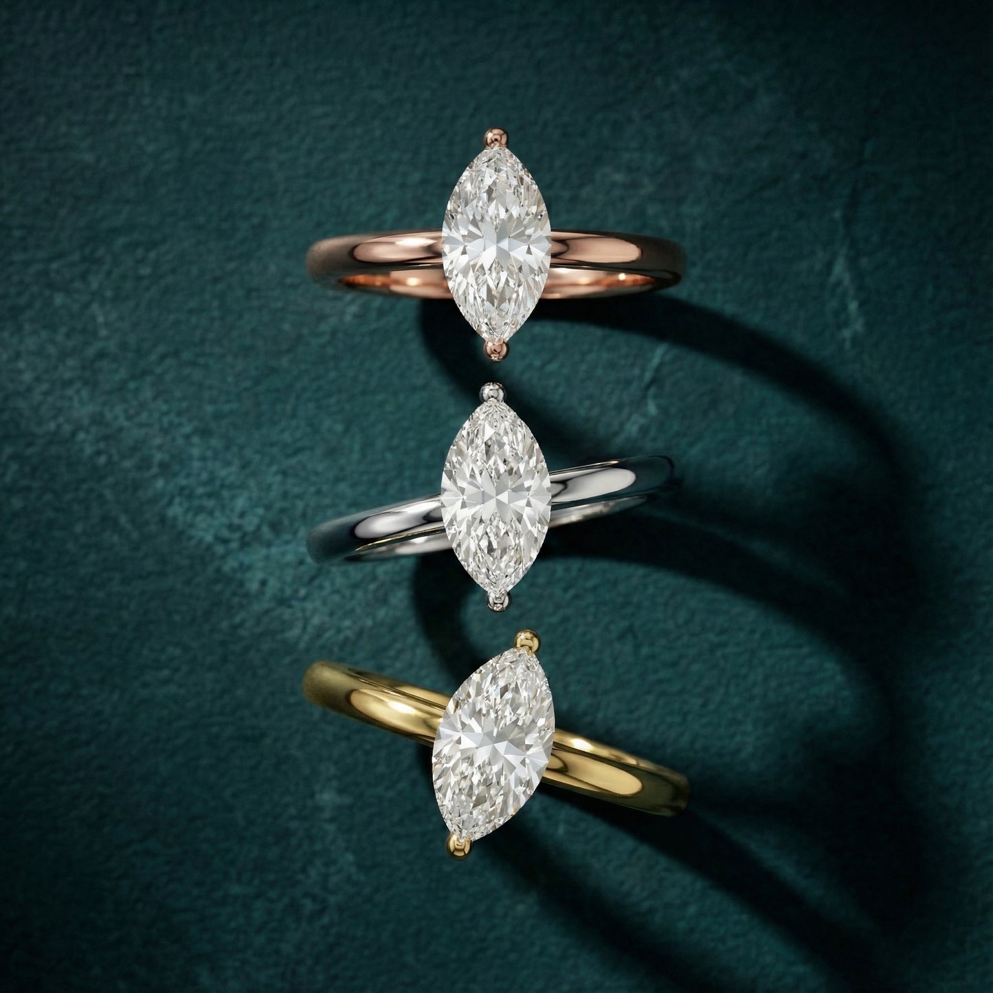 East-West Marquise Cut Lab Grown Diamond Solitaire Engagement Ring in Rose Gold