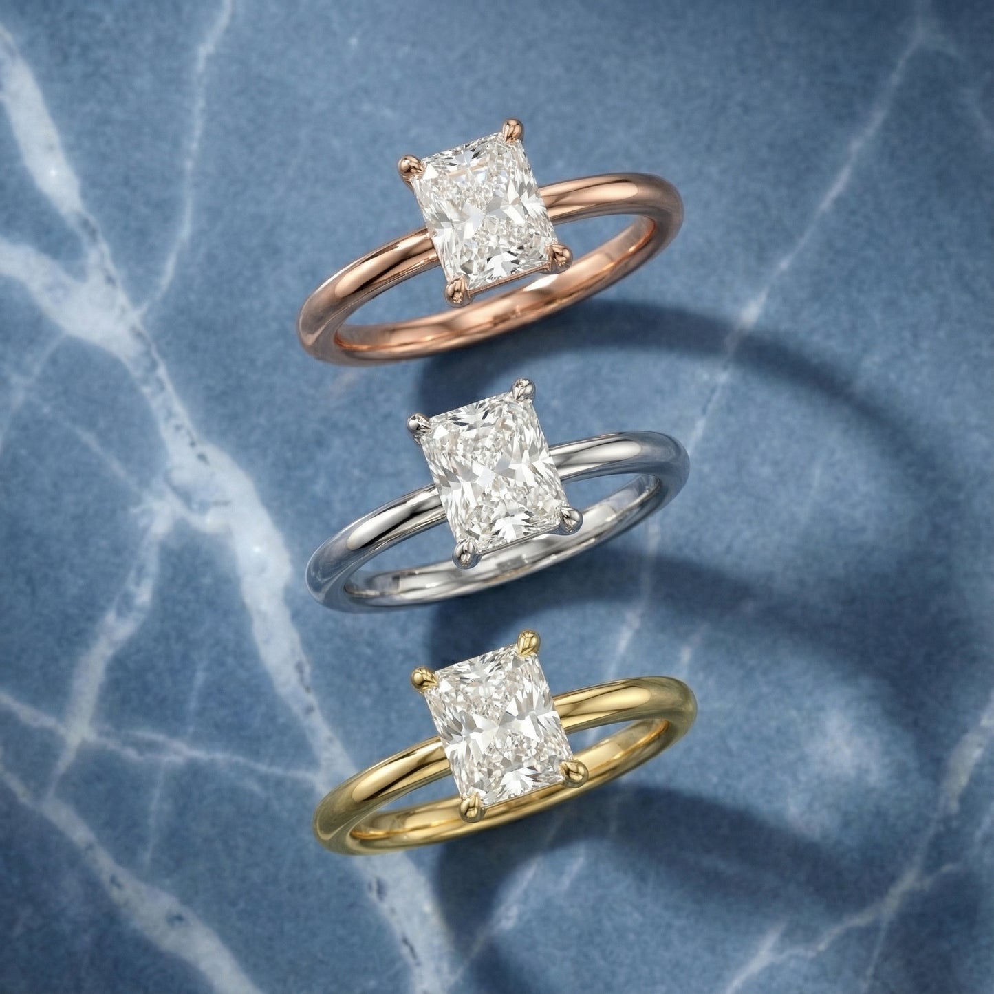 Radiant Cut Lab Grown Diamond Solitaire Engagement Ring in Durable Platinum