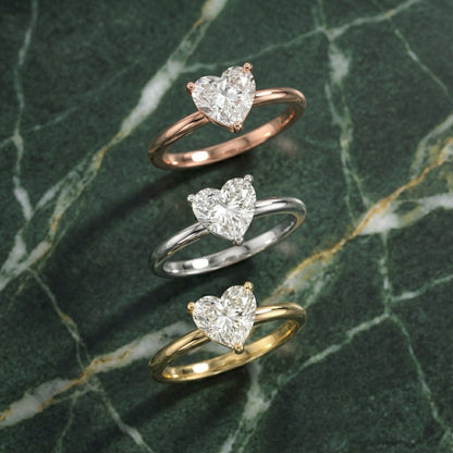 Heart Cut Lab Grown Diamond Engagement Ring in Yellow Gold Solitaire Setting
