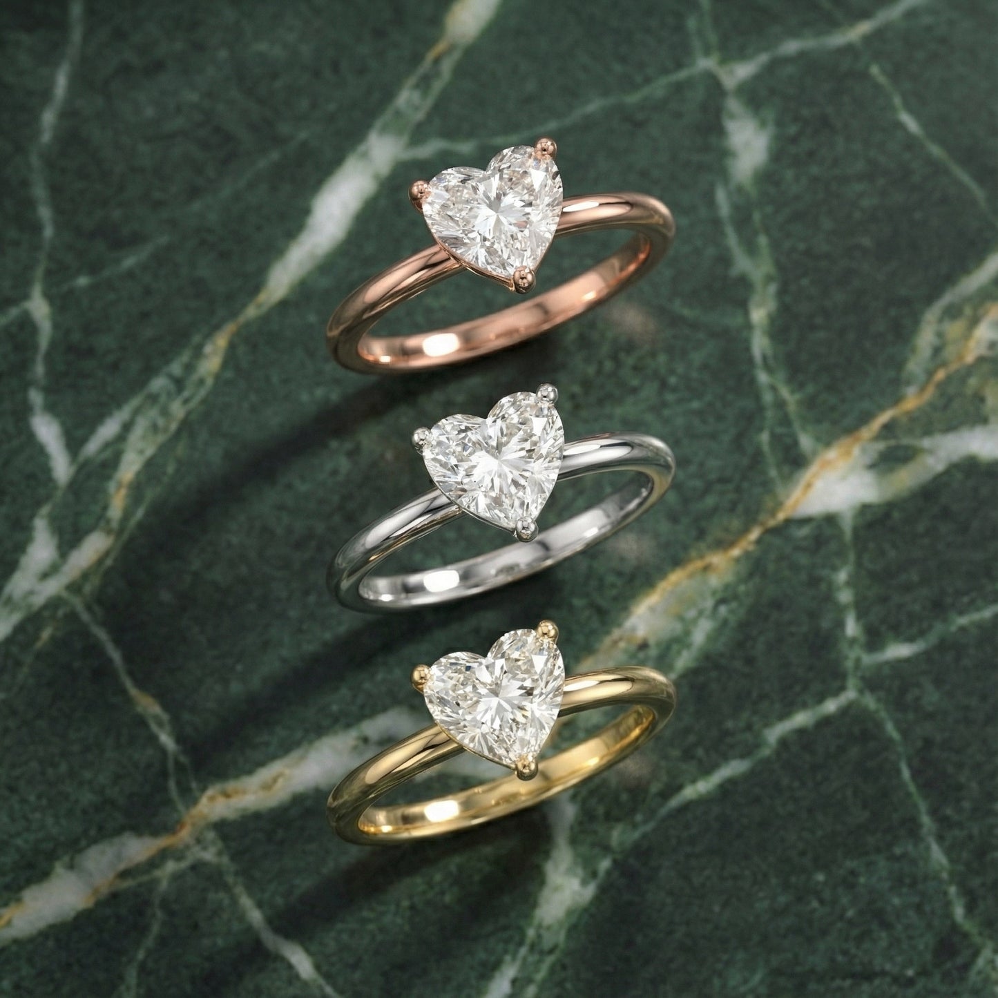 Heart Cut Lab Grown Diamond Engagement Ring in White Gold Solitaire Setting