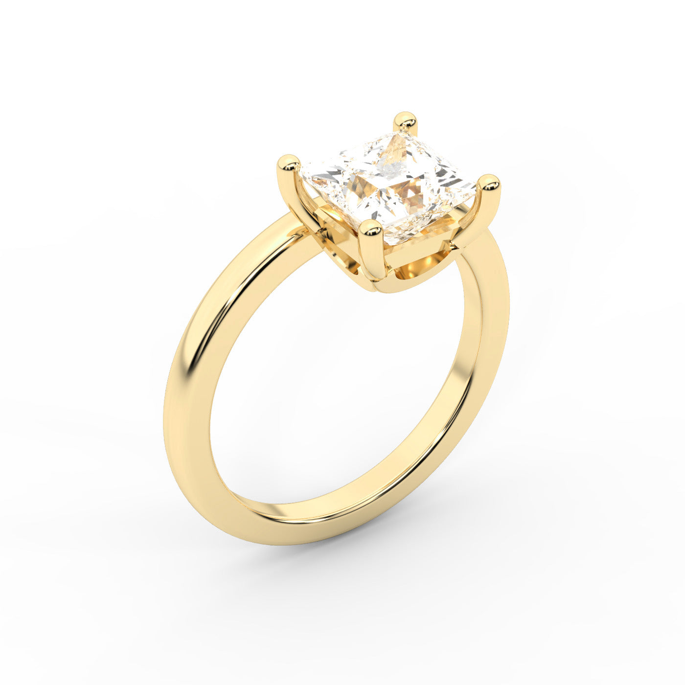 Princess Cut Lab Grown Diamond Solitaire Engagement Ring in Rich Yellow Gold