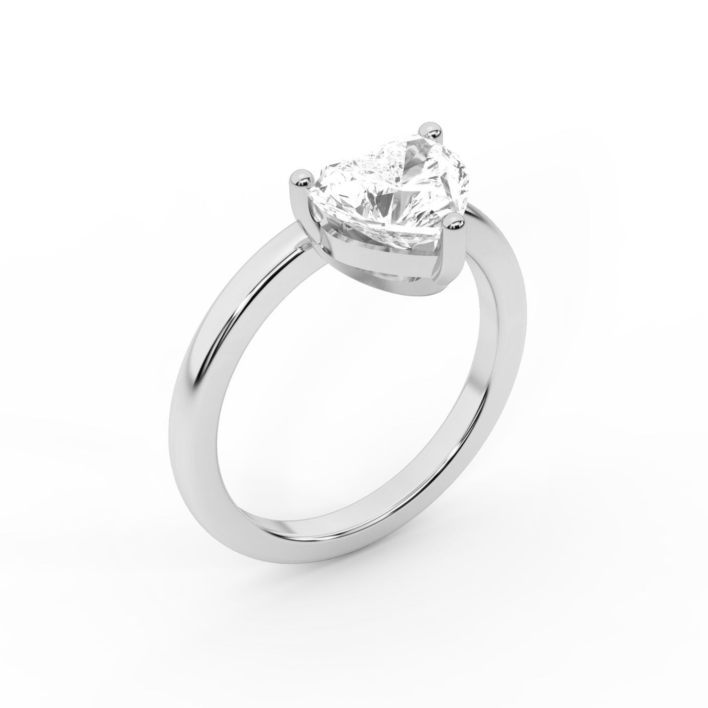 Heart Cut Lab Grown Diamond Engagement Ring in White Gold Solitaire Setting