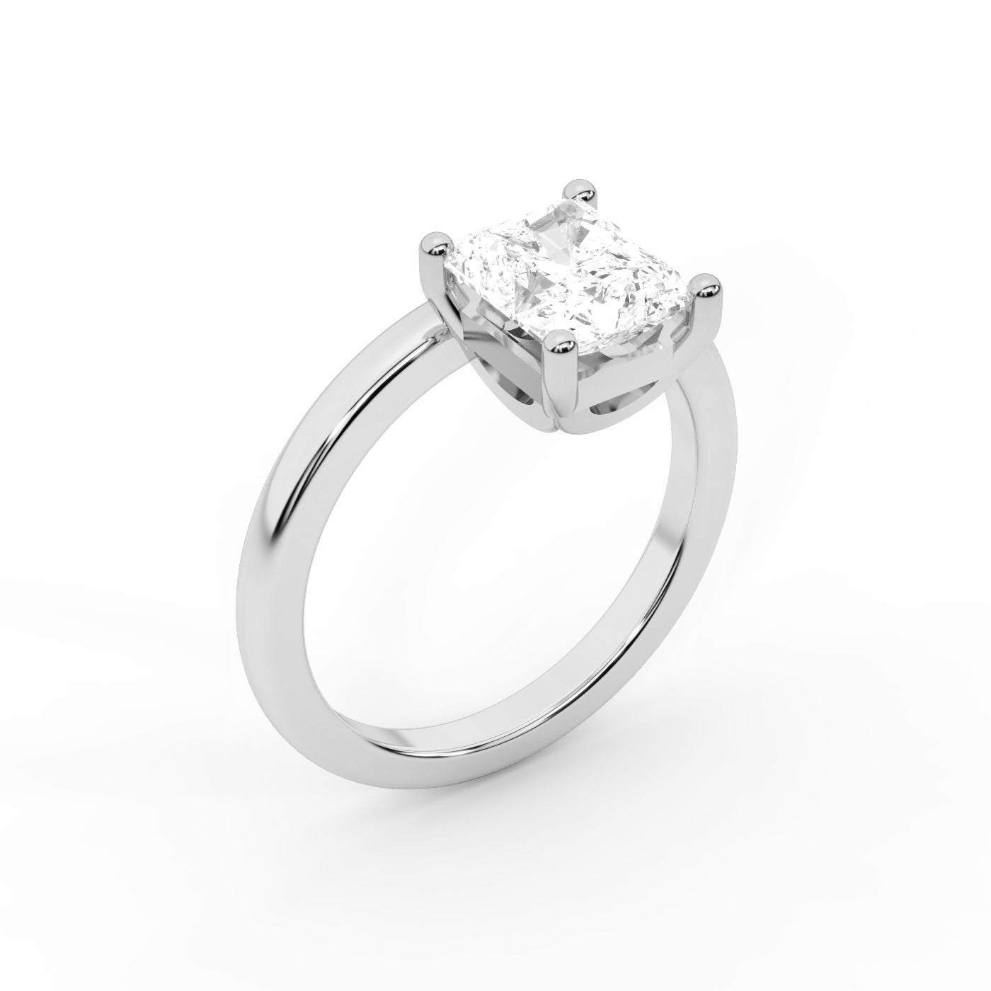 Radiant Cut Lab Grown Diamond Solitaire Engagement Ring in Brilliant White Gold