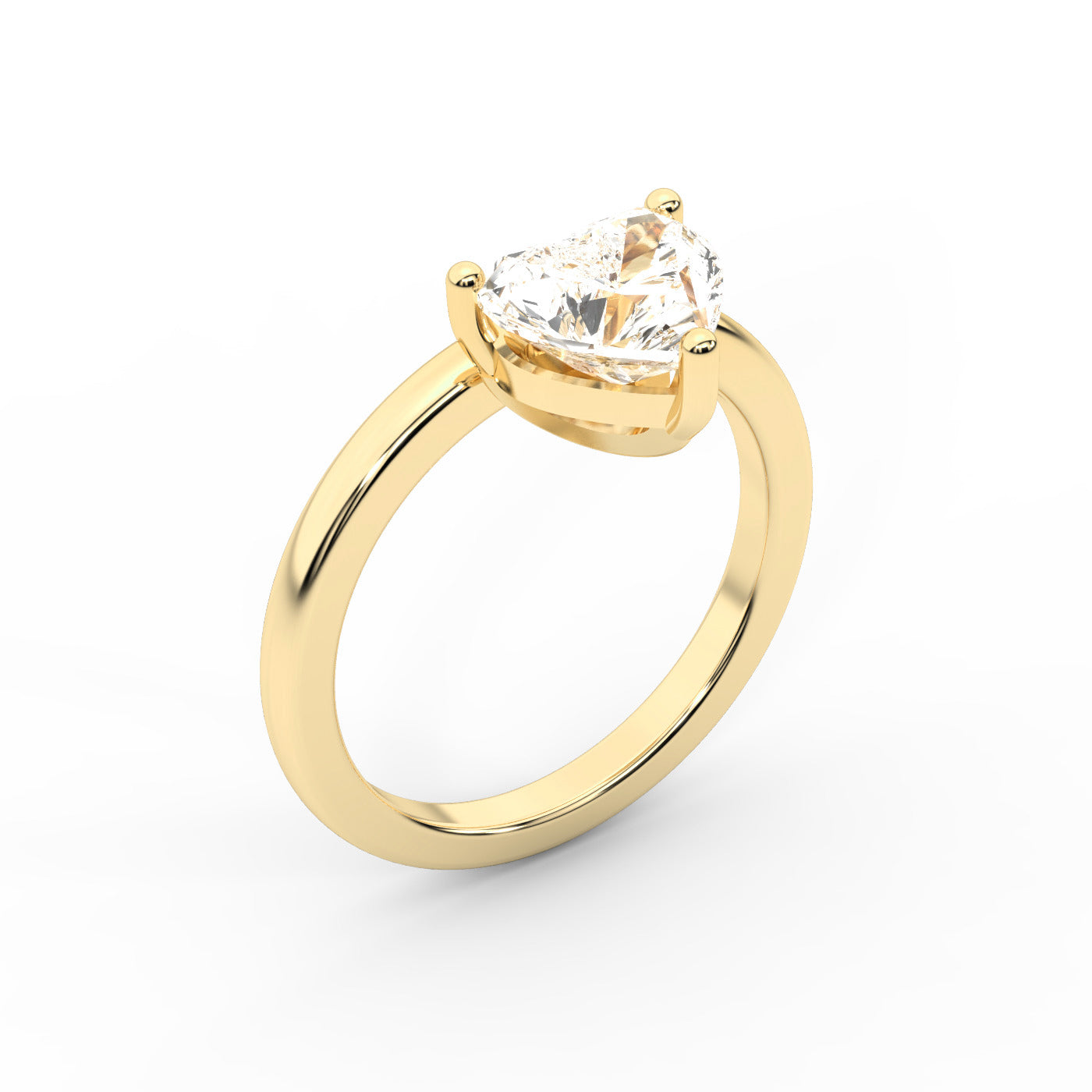 Heart Cut Lab Grown Diamond Engagement Ring in Yellow Gold Solitaire Setting