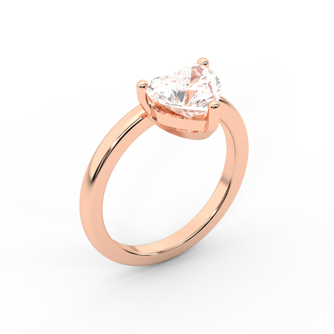 Heart Cut Lab Grown Diamond Engagement Ring in Rose Gold Solitaire Setting