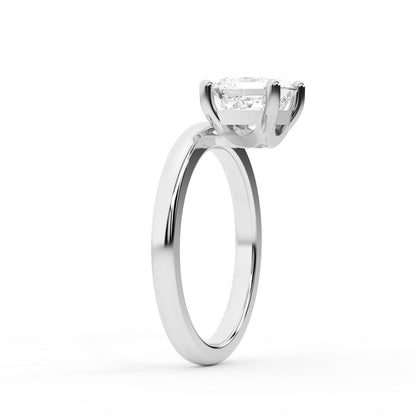 Asscher Cut Lab Grown Diamond Solitaire Engagement Ring in White Gold