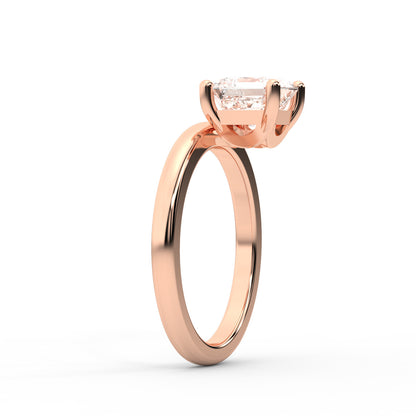 Asscher Cut Lab Grown Diamond Solitaire Engagement Ring in Rose Gold