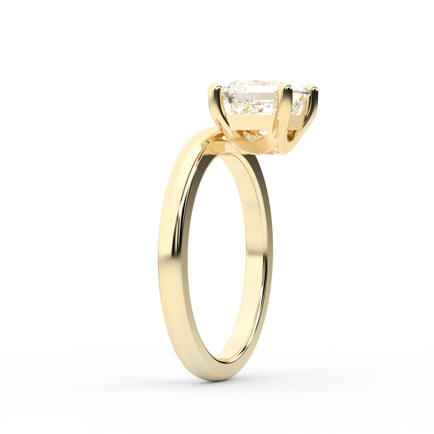 Asscher Cut Lab Grown Diamond Solitaire Engagement Ring in Yellow Gold