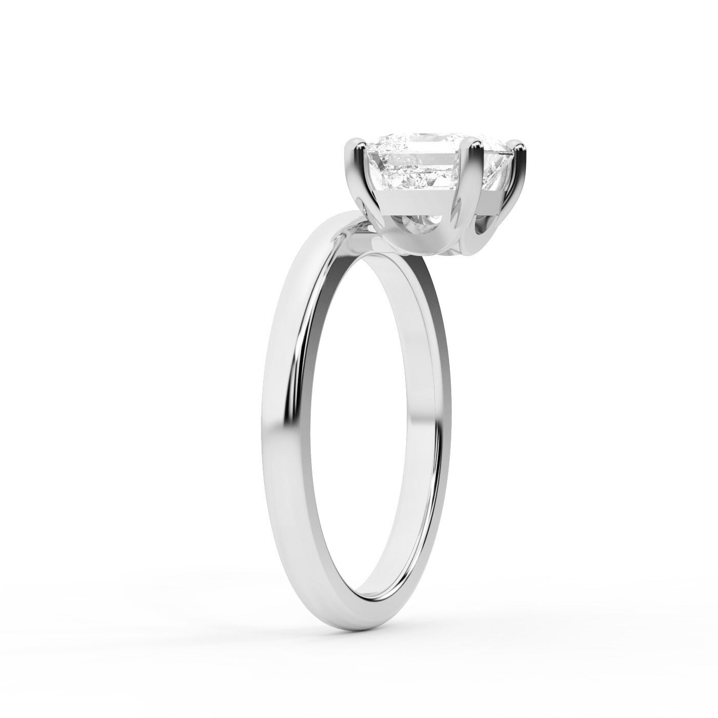 Asscher Cut Lab Grown Diamond Solitaire Engagement Ring in Silver