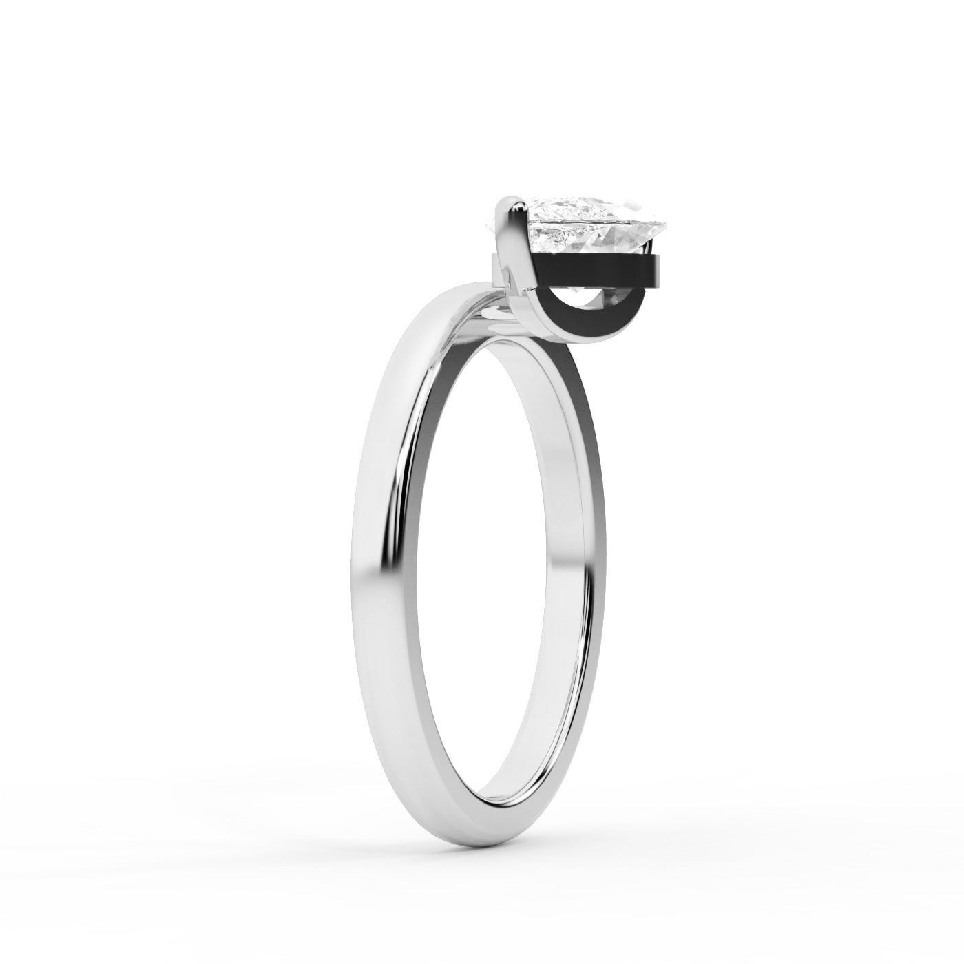 Modern Marquise Cut Lab Grown Diamond Solitaire Engagement Ring in White Gold