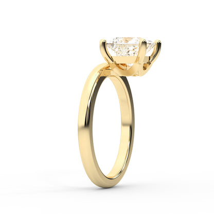 Princess Cut Lab Grown Diamond Solitaire Engagement Ring in Rich Yellow Gold