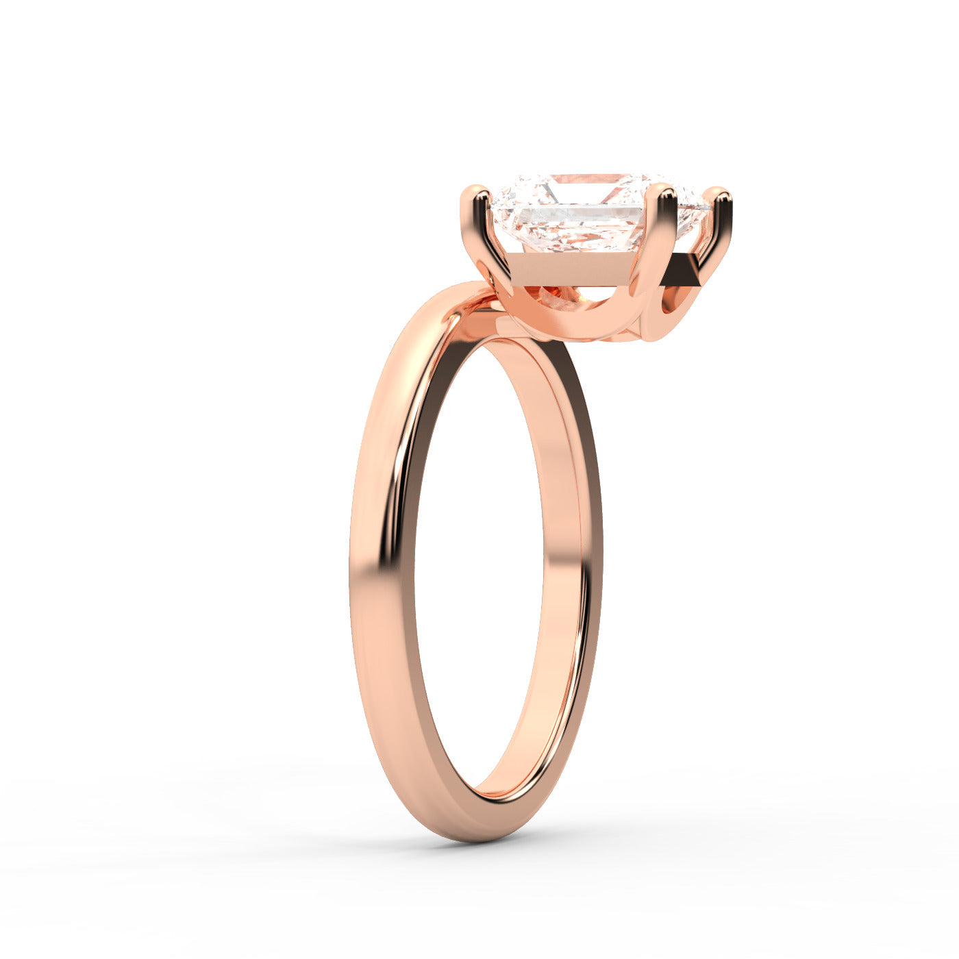 Radiant Cut Lab Grown Diamond Solitaire Engagement Ring in Warm Rose Gold