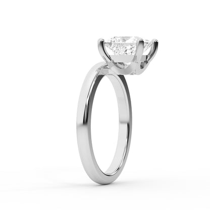 Princess Cut Lab Grown Diamond Solitaire Engagement Ring in Polished Silver