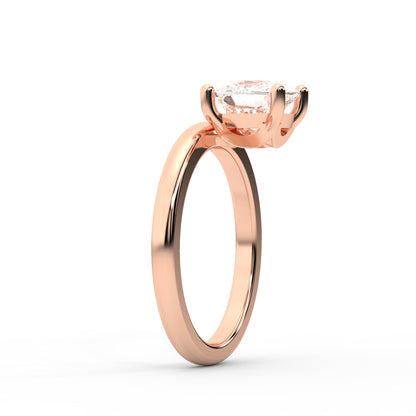 Rose Gold Cushion Cut Lab Grown Diamond Solitaire Engagement Ring showing side profile