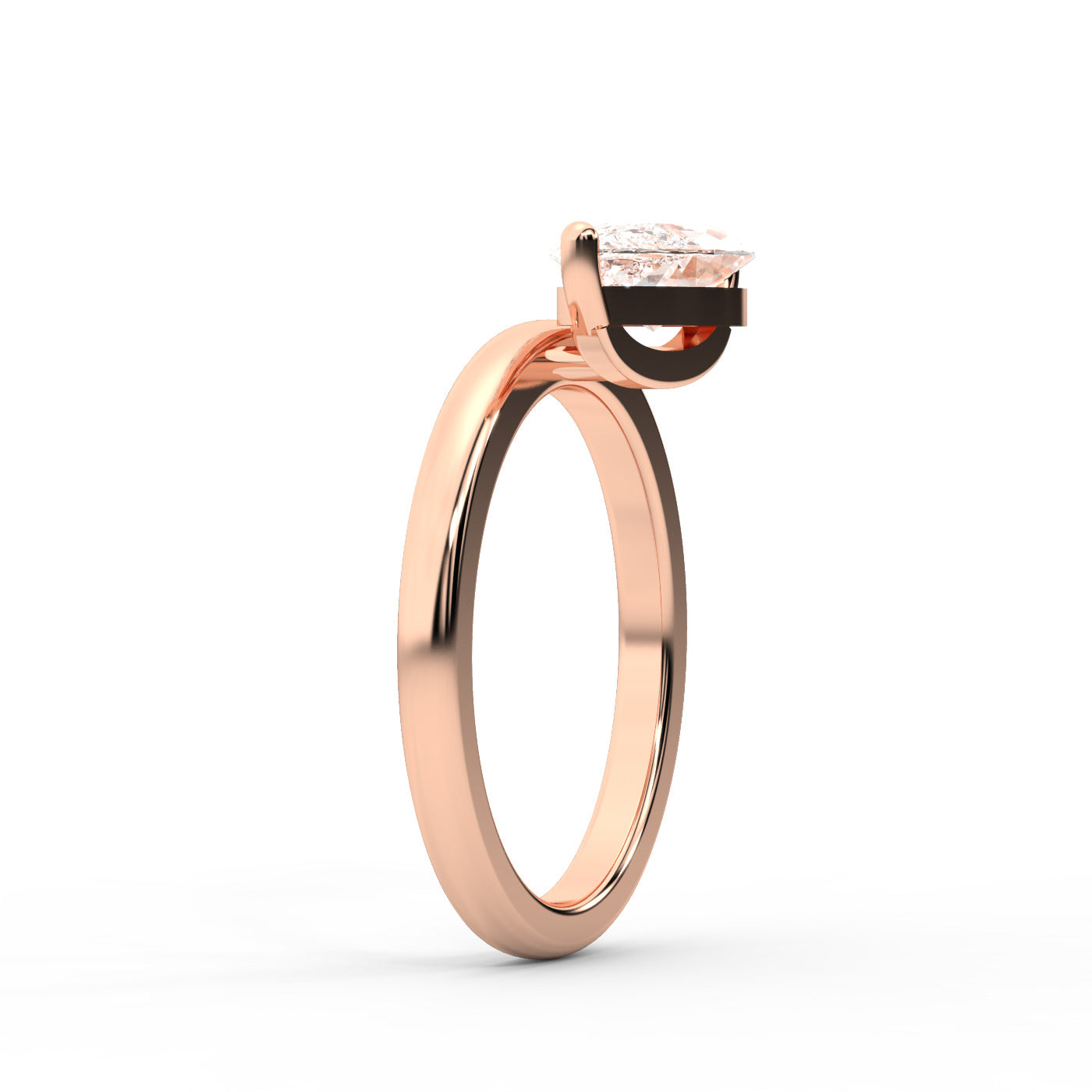East-West Marquise Cut Lab Grown Diamond Solitaire Engagement Ring in Rose Gold