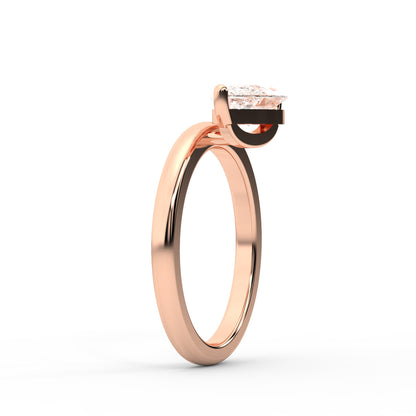 East-West Marquise Cut Lab Grown Diamond Solitaire Engagement Ring in Rose Gold