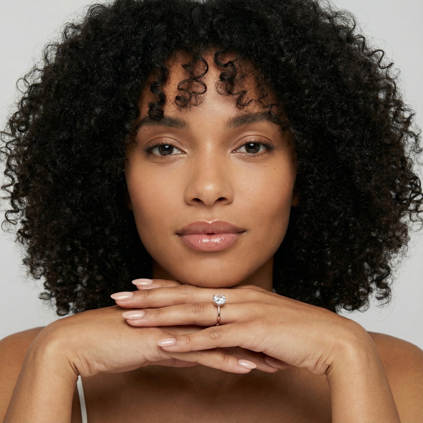 Round Cut Lab Grown Diamond Solitaire Engagement Ring in Rose Gold Cathedral Setting