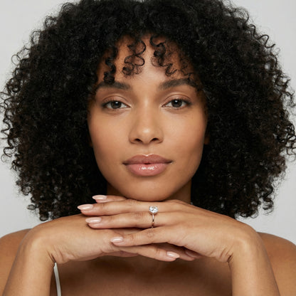 Round Cut Lab Grown Diamond Solitaire Engagement Ring in Rose Gold Cathedral Setting