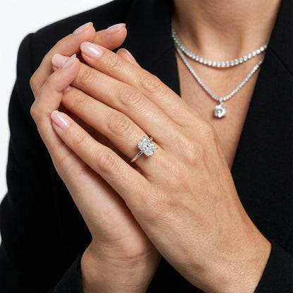 Radiant Cut Lab Grown Diamond Solitaire Engagement Ring in White Gold with Cathedral Setting