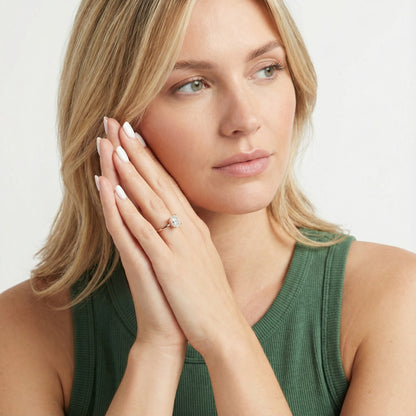 Asscher Cut Lab Grown Diamond Engagement Ring in Rose Gold showing side profile and setting