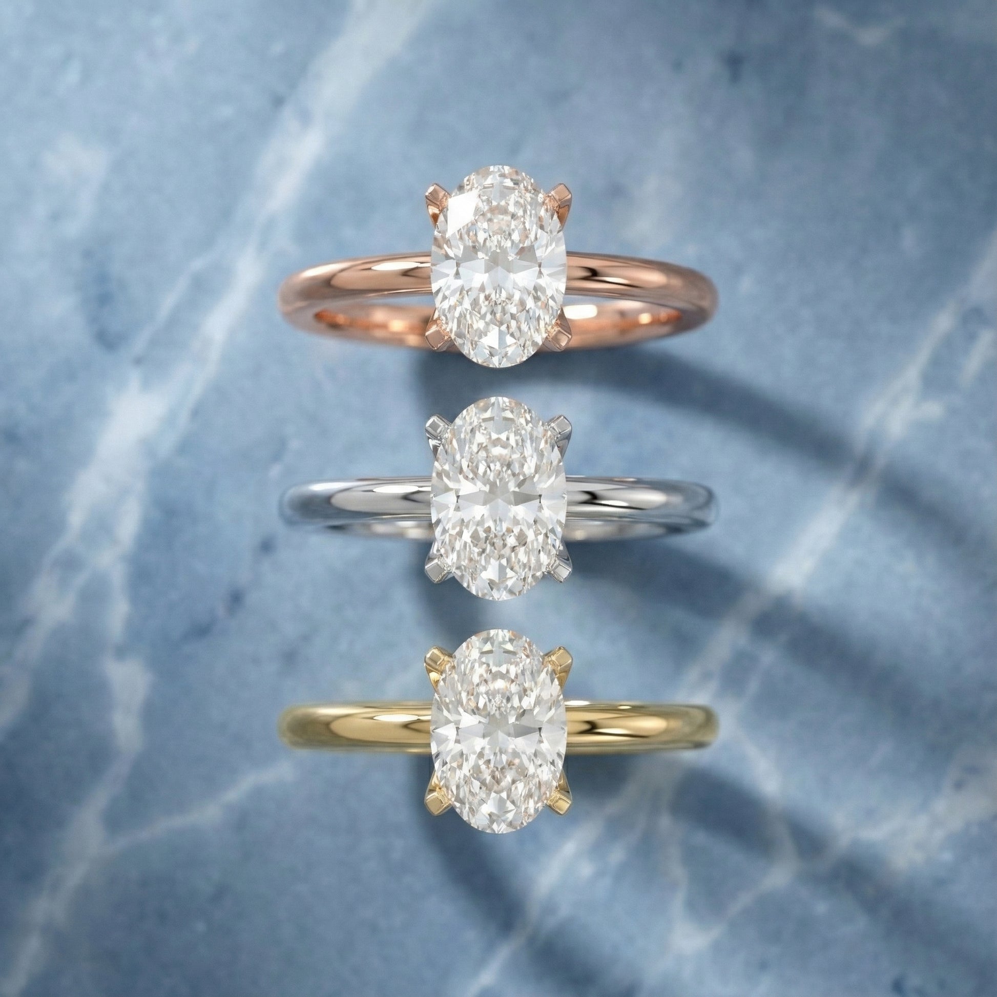 Oval Cut Lab Grown Diamond Engagement Ring in White Gold with cathedral setting