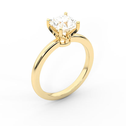 Asscher Cut Lab Grown Diamond Engagement Ring in Yellow Gold with cathedral setting