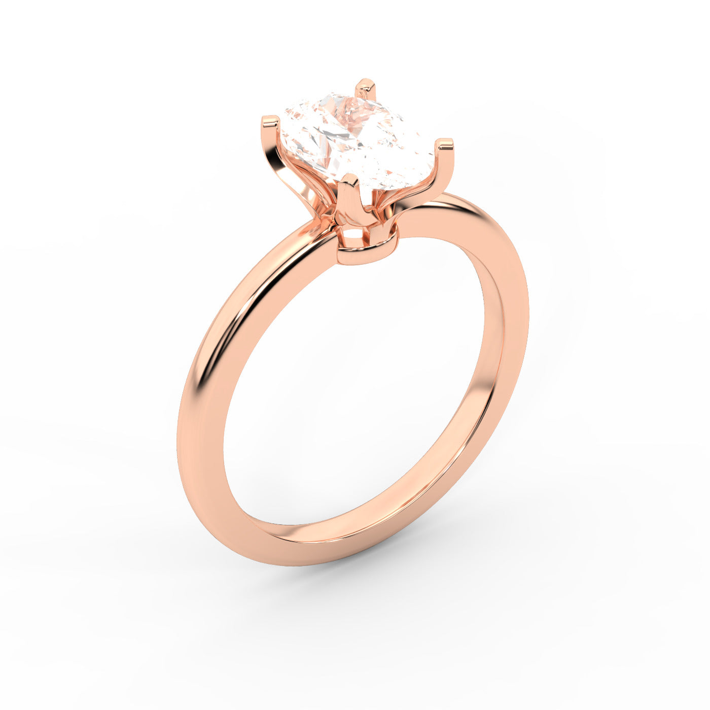 Oval Cut Lab Grown Diamond Engagement Ring in Rose Gold showing floral basket details
