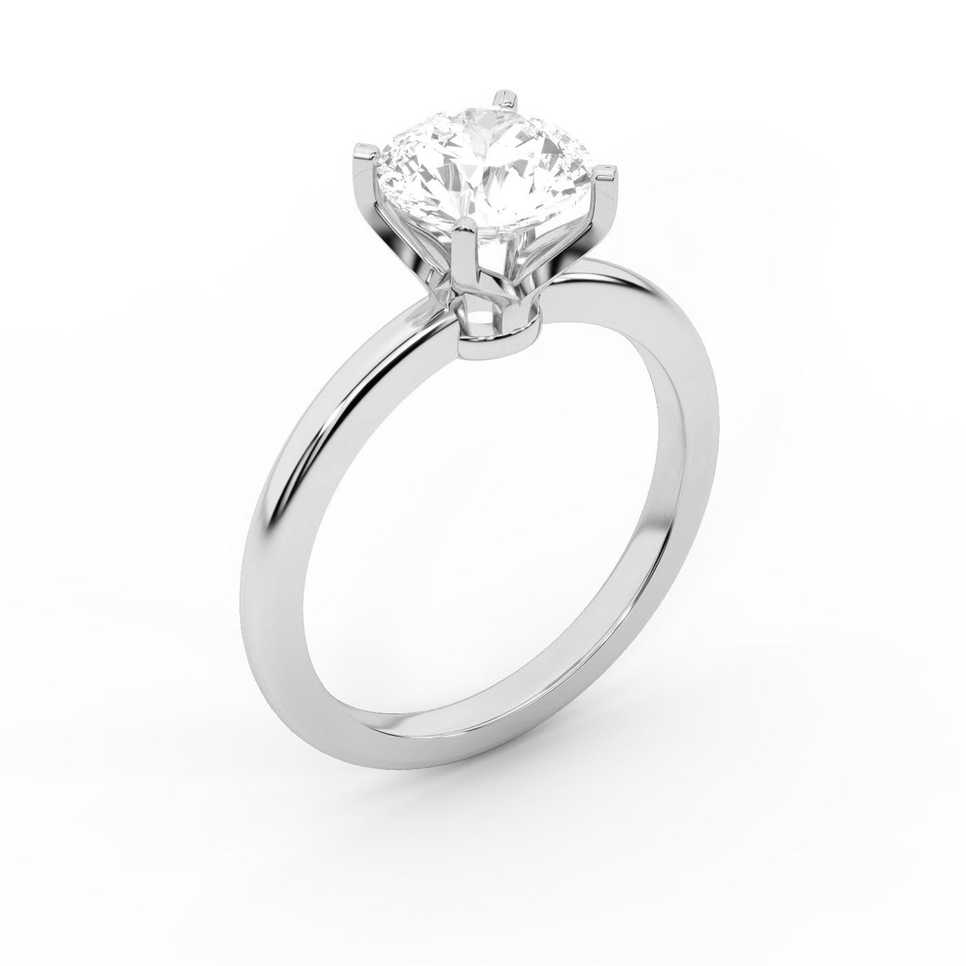 Round Cut Lab Grown Diamond Solitaire Engagement Ring in White Gold with 4-Prong Setting