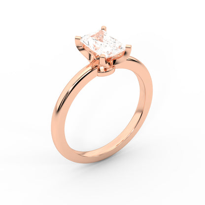 Radiant Cut Lab Grown Diamond Solitaire Engagement Ring in Rose Gold with Cathedral Setting