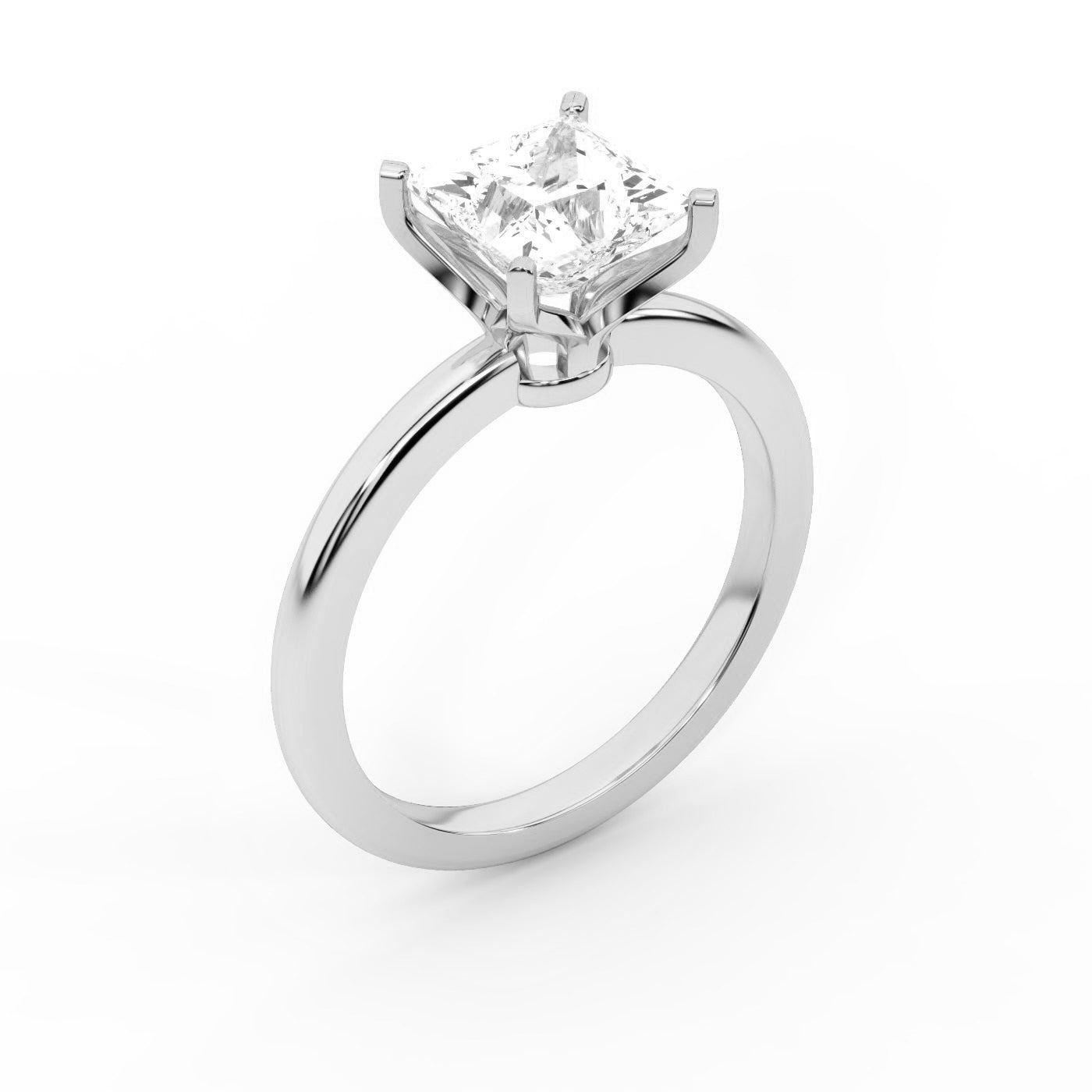 Princess Cut Lab Grown Diamond Solitaire Engagement Ring in Silver showing floral basket detail