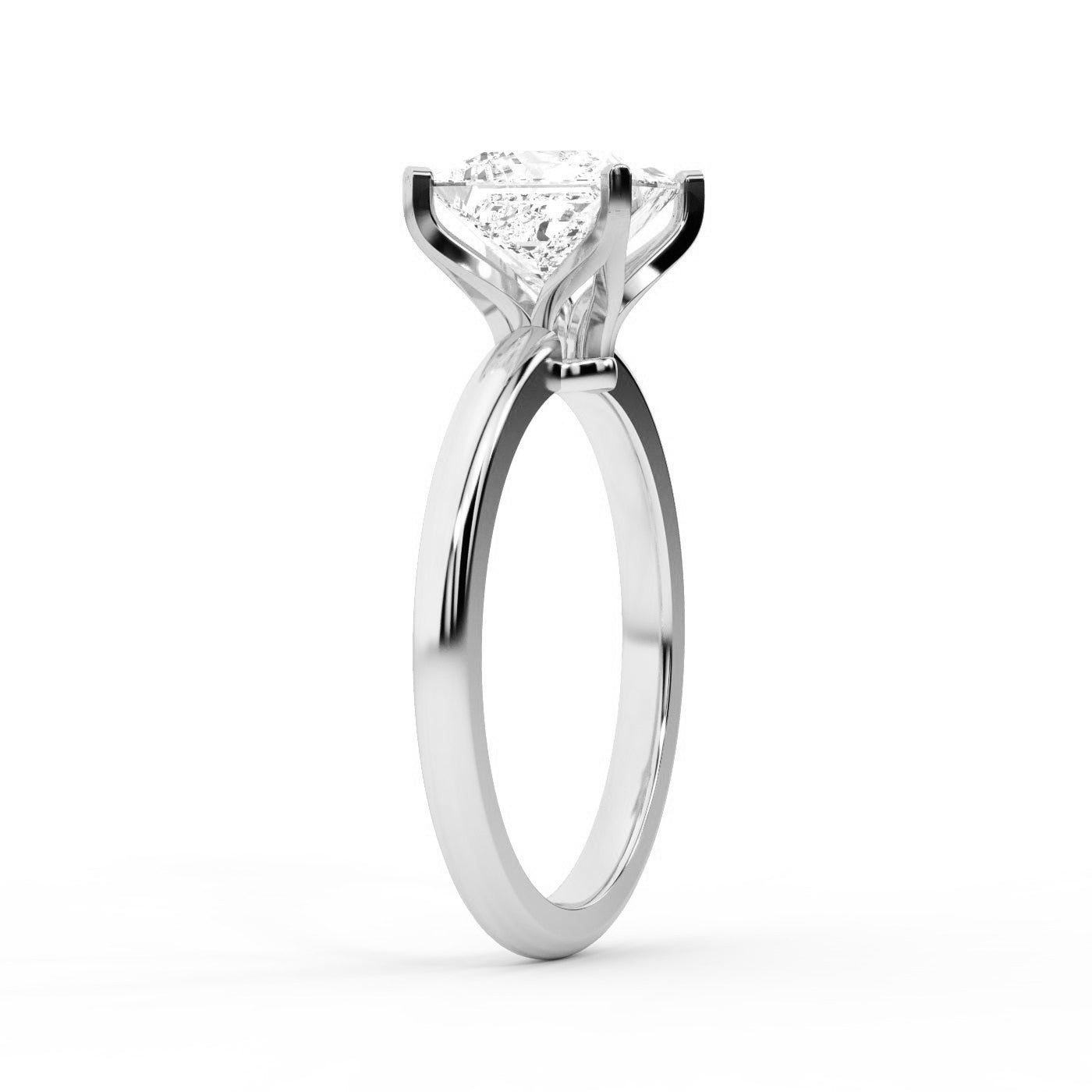 Princess Cut Lab Grown Diamond Solitaire Engagement Ring in Silver showing floral basket detail