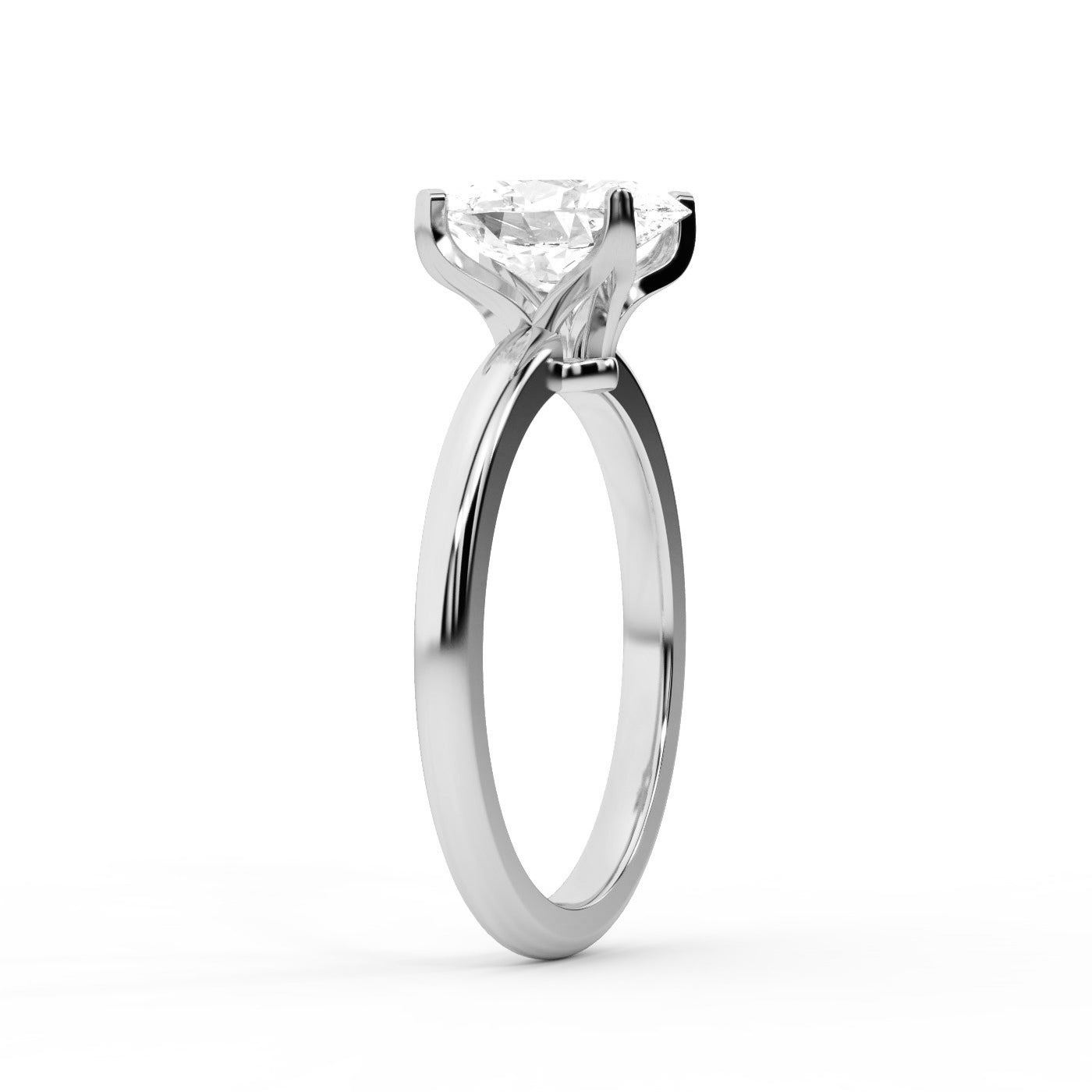 Oval Cut Lab Grown Diamond Engagement Ring in White Gold with cathedral setting