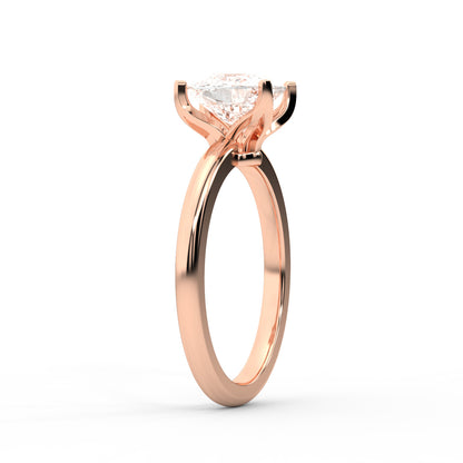 Rose Gold Cushion Cut Lab Grown Diamond Solitaire Engagement Ring with Cathedral Setting