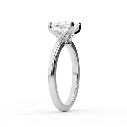 Oval Cut Lab Grown Diamond Engagement Ring in Silver with floral prong setting