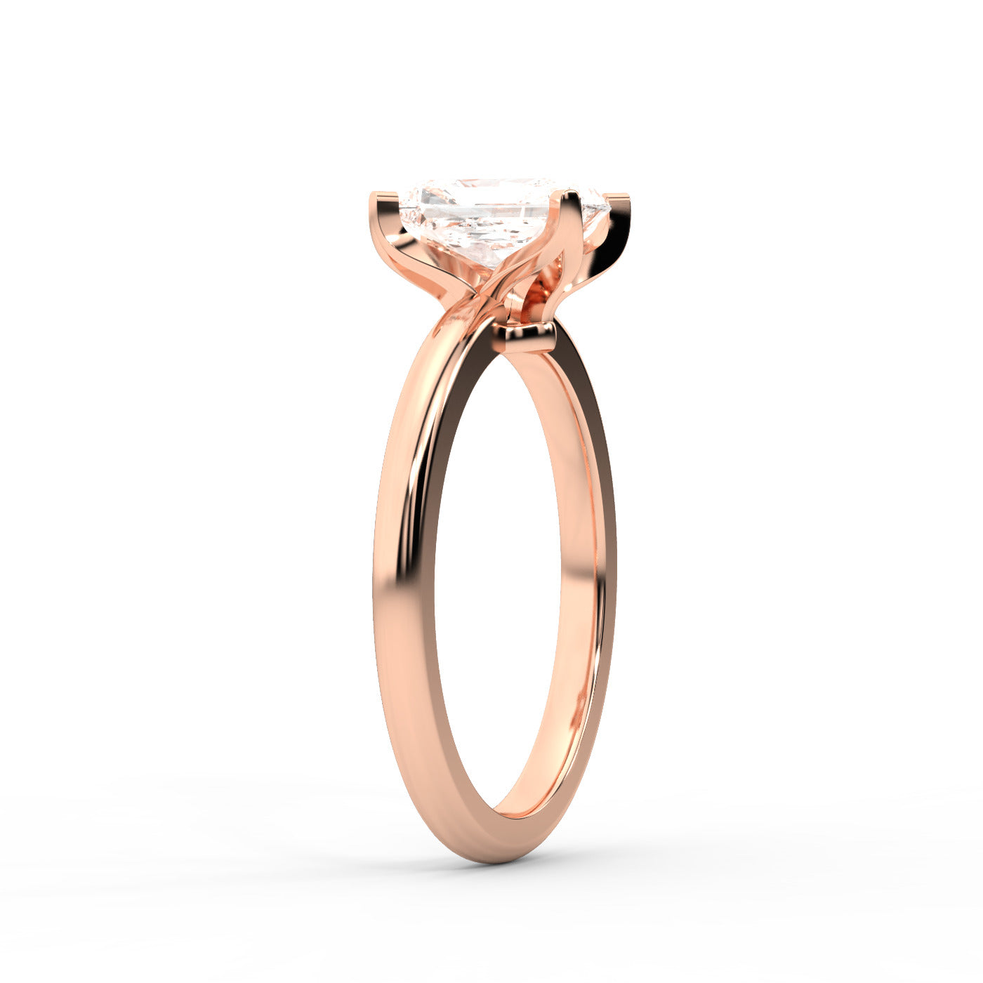 Radiant Cut Lab Grown Diamond Solitaire Engagement Ring in Rose Gold with Cathedral Setting