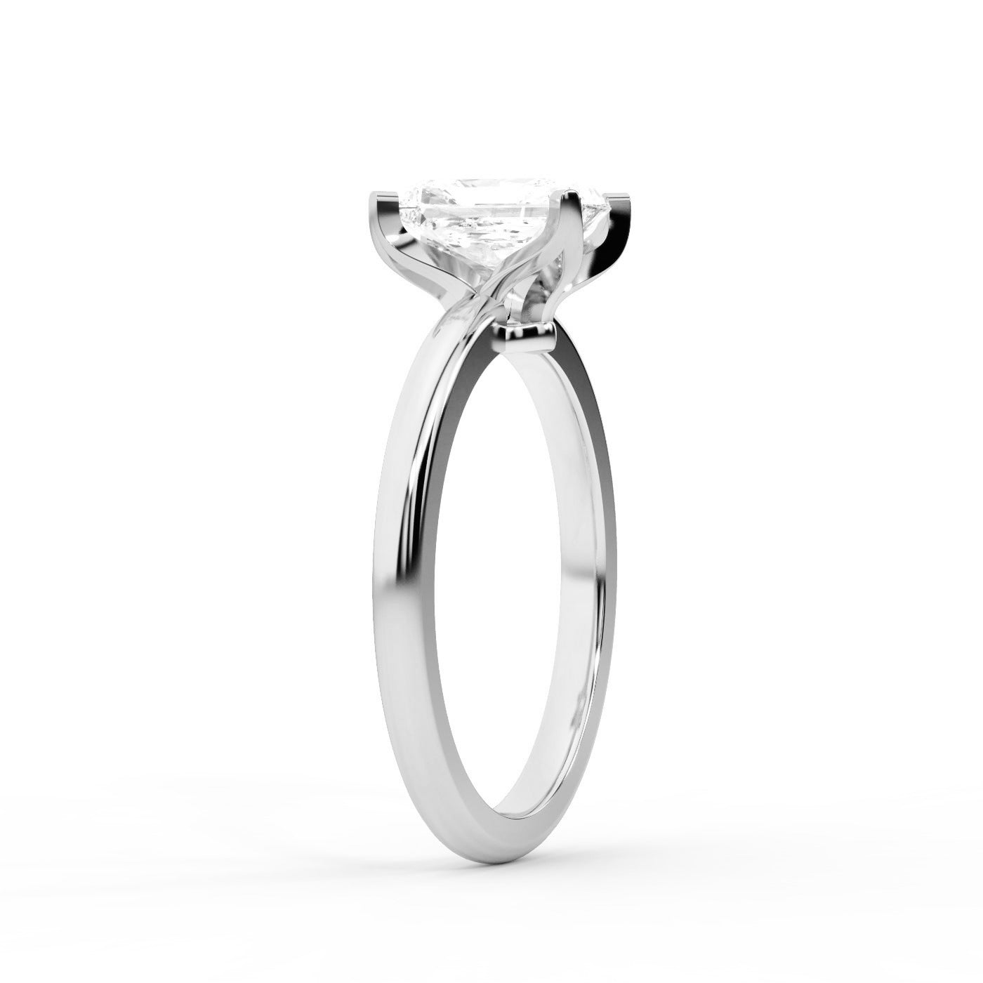 Radiant Cut Lab Grown Diamond Solitaire Engagement Ring in White Gold with Cathedral Setting