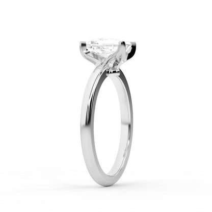 Radiant Cut Lab Grown Diamond Solitaire Engagement Ring in White Gold with Cathedral Setting