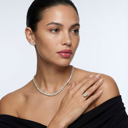 Oval Cut Lab Grown Diamond Solitaire Engagement Ring in Yellow Gold with six prong setting.