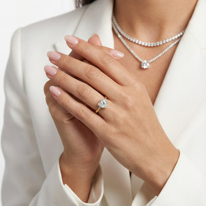 Serena Blossom Heart Cut Lab Grown Diamond Solitaire Engagement Ring in Yellow Gold showing slim band