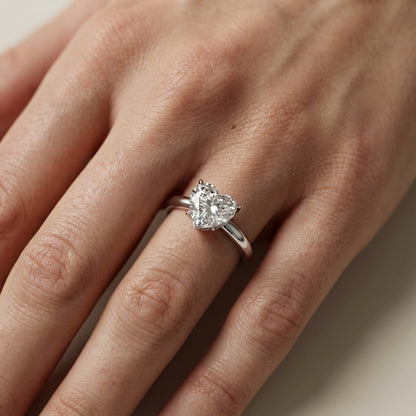 Serena Blossom Heart Cut Lab Grown Diamond Solitaire Engagement Ring in Platinum with elevated setting