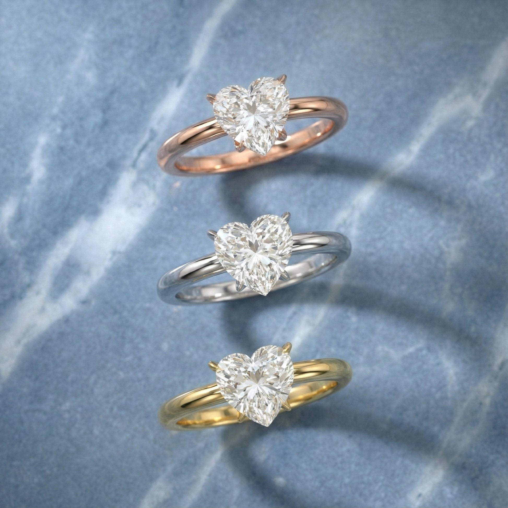 Serena Blossom Heart Cut Lab Grown Diamond Solitaire Engagement Ring in White Gold with six prongs