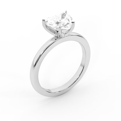 Serena Blossom Heart Cut Lab Grown Diamond Solitaire Engagement Ring in Silver with floral prong setting