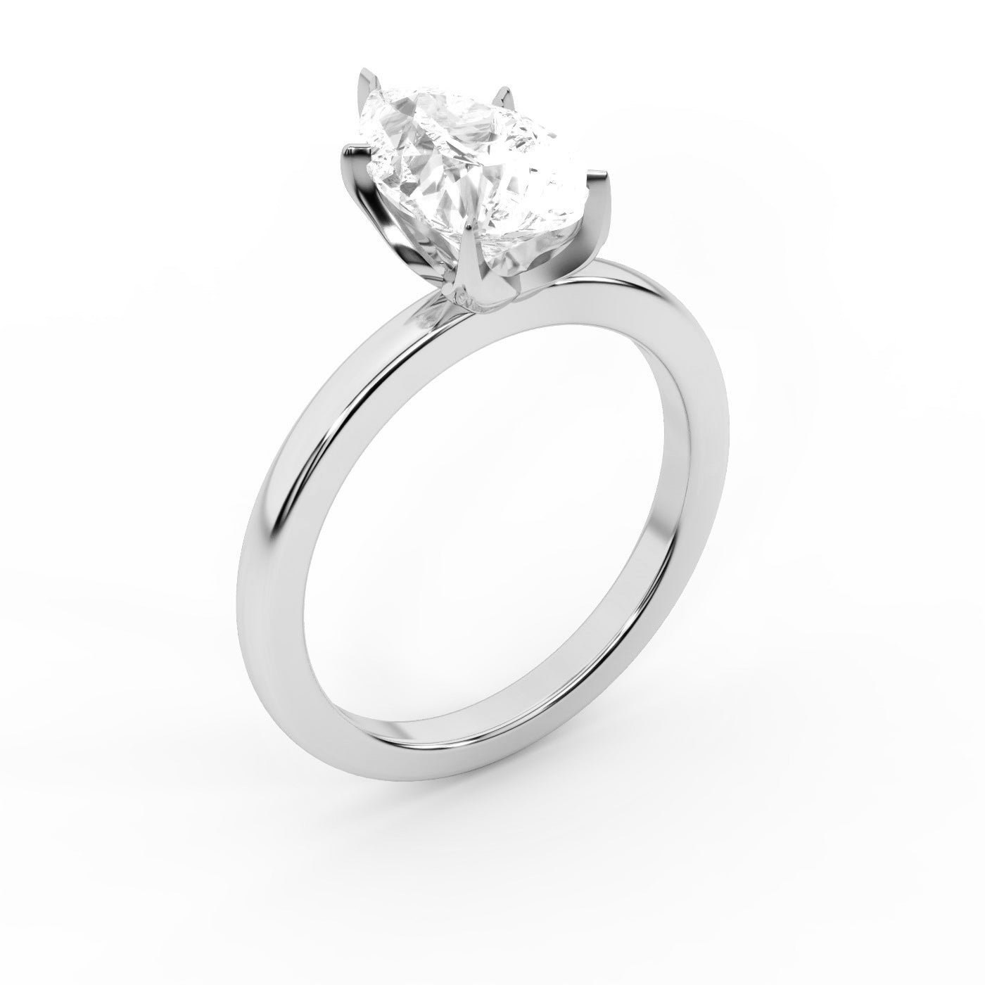 Pear Cut Lab Grown Diamond Engagement Ring in White Gold solitaire setting